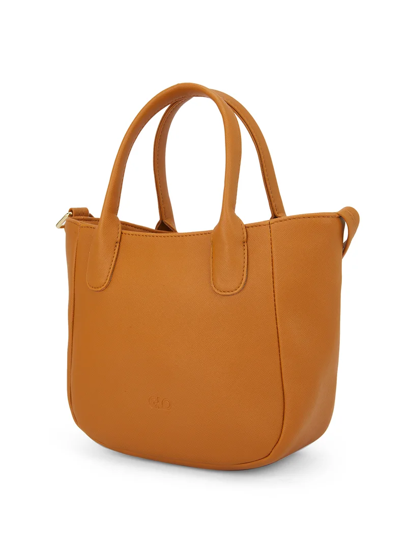 globus  Globus Women Tan Vegan Leather Textured Curved Shape Sling Bag With Adjustable Strap  | Best Price UAE